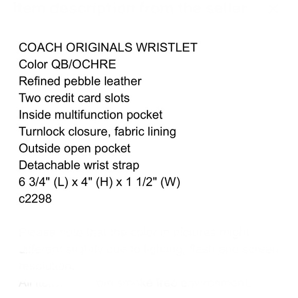 New Coach leather turnlock wristlet - Picture 3 of 6